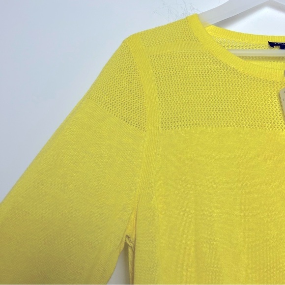 Talbots NEW Bright Yellow Lightweight Tunic Sweater Linen Blend Summer Comfort - Picture 5 of 12